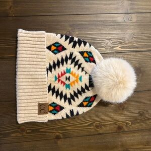C.C. Boutique Aztec Patterned Pom-Pom Hat